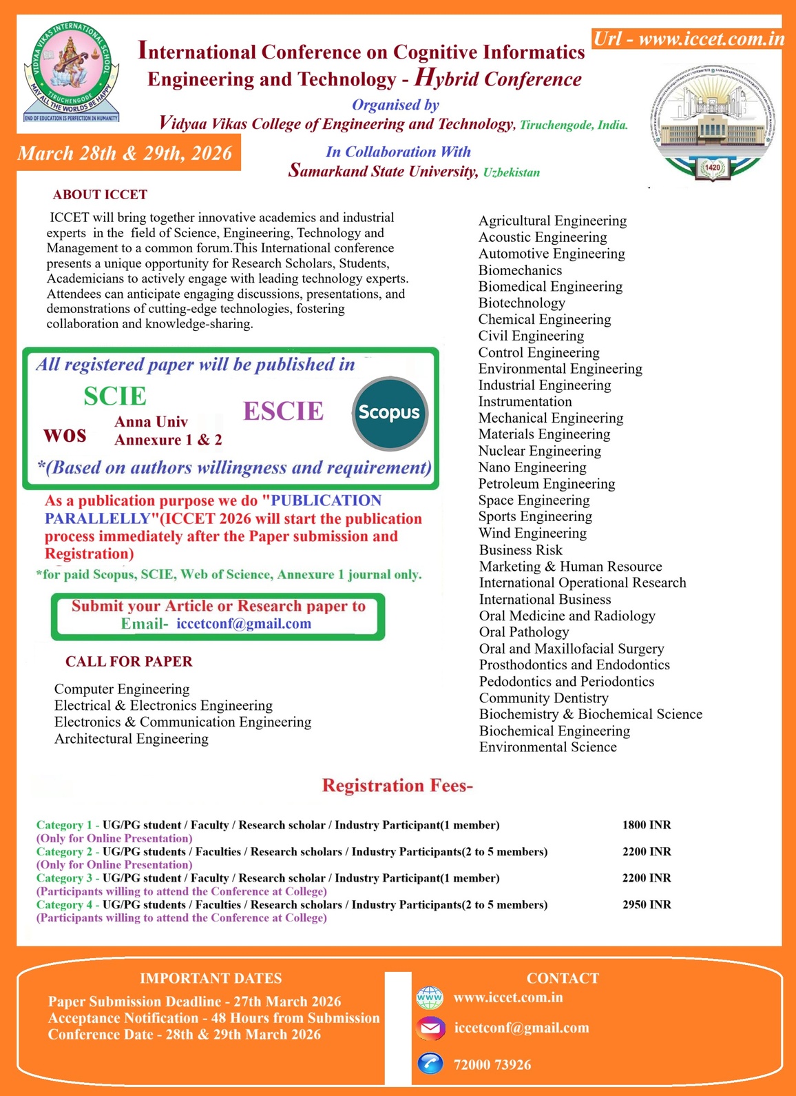 International Conference on Cognitive Informatics Engineering and Technology ICCET 2026